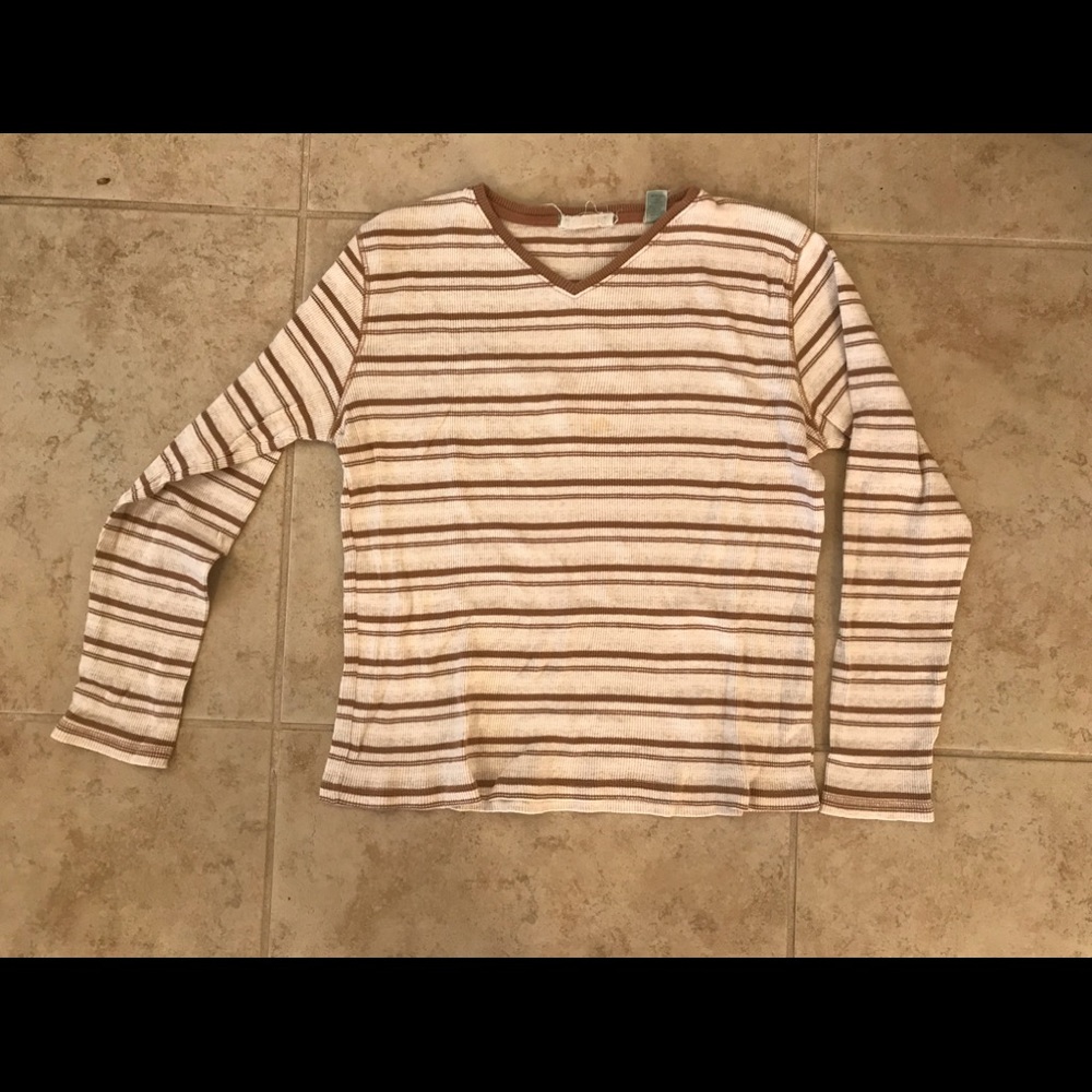 V neck striped full sleeve top
